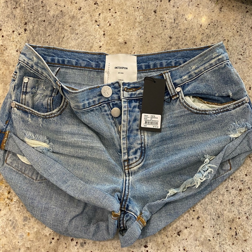 One Teaspoon Jean Shorts Hendrixe Bandits Size:27